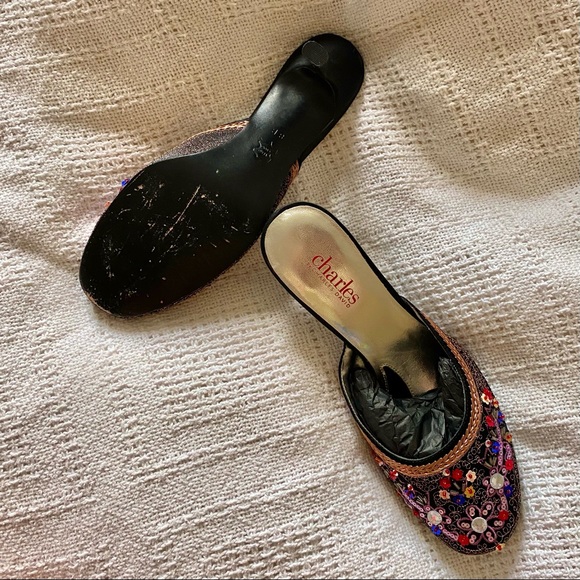 Charles by Charles David Beaded Silk Heels Size 8 - Picture 4 of 4